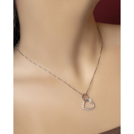 Garg Ouro Branco Coração Vazado Cravejado Argola Love