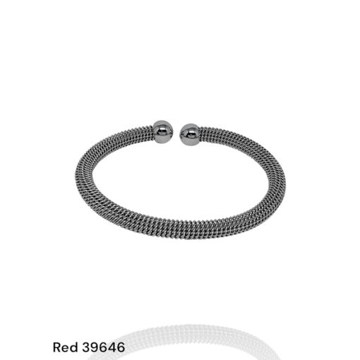 Bracelete Aço Trançado Esfera Lisa Na Ponta