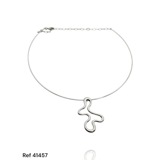 Choker Ouro Branco Aro Orgânico Gota Torcida