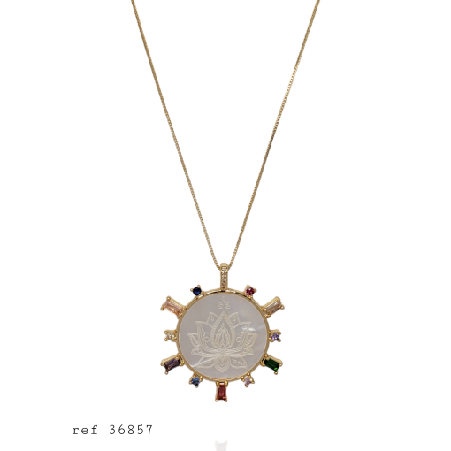 Garg Madrepérola Flor De Lotus Zircônias Color Youcom