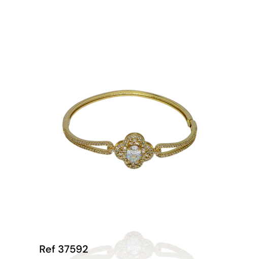 Bracelete Flor Cravejada Pedra Oval Enfase