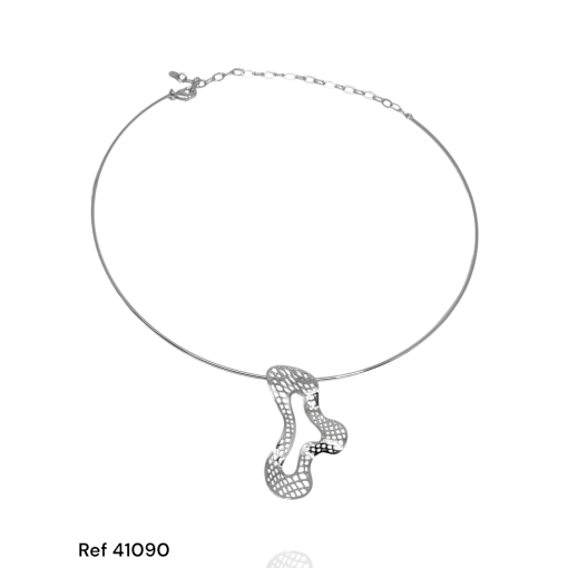 Choker Ouro Branco Aro Organico Vazado