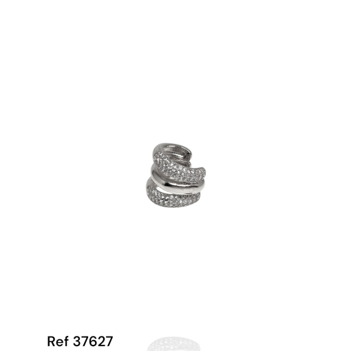 Piercing Ouro Branco Fake 2 Fios Cravejados e 1 Fio Liso