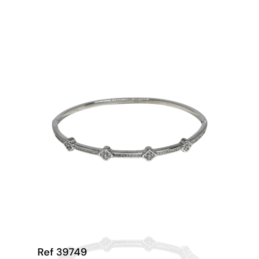 Bracelete Ouro Branco Vancleef Cravejado Ternura