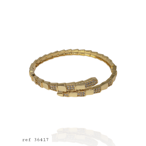 Bracelete Cobra Lisa e Cravejada 3V Grifes