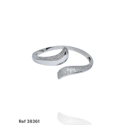 Bracelete Ouro Branco Cravejado Na Ponta "Sublime"