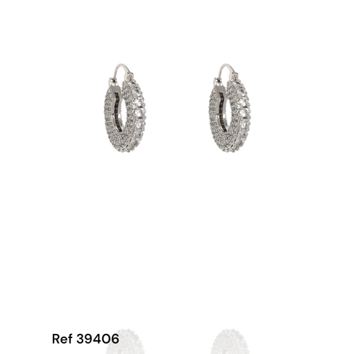 PB Ouro Branco Argola Cravejada E 1 Filete De Zirconia No Meio