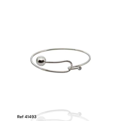 Bracelete Ouro Branco Bola Lisa Ponto de Luz