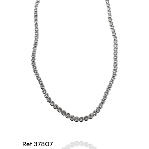 Choker Ouro Branco Zircônias Bolinhas