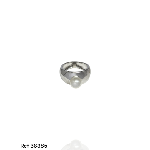 Anel Ouro Branco Liso E Pérola Ternura