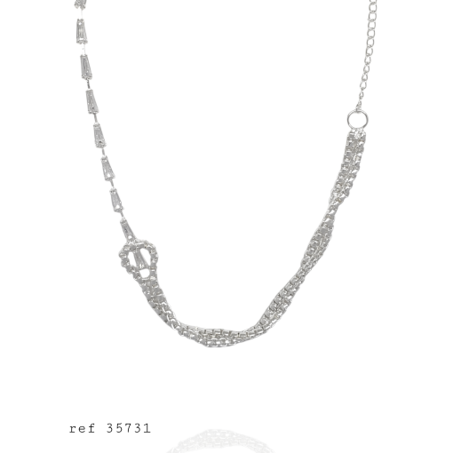 Chocker Prata Baguete E Tubo Duplo