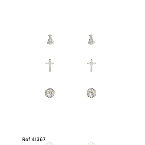 Pb Prata Trio Ponto de Luz Cruz e Nossa Senhora