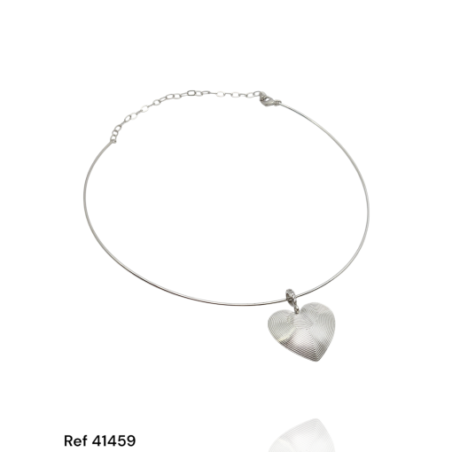 Chocker Ouro Branco Aro Coração Frisado