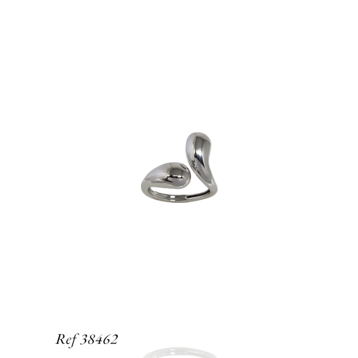 Anel Ouro Branco Abaulado Gota Lisa