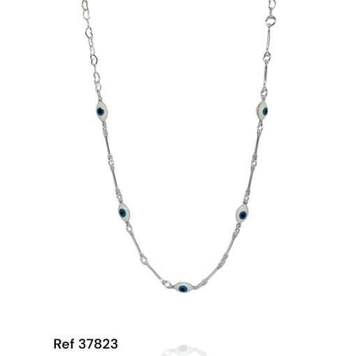 Choker Prata Olho Grego Palito