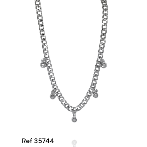Choker Ouro Branco Elo Contínuo Bolinhas P