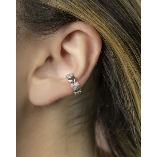 Piercing Ouro Branco Corações Cravejados E Lisos "Sublime"