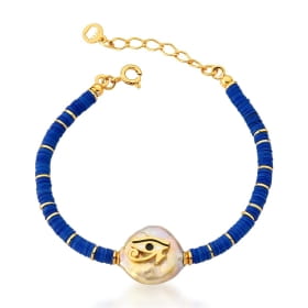 Pulseira Hator Pastilha Pérola c/ Olho de Hórus