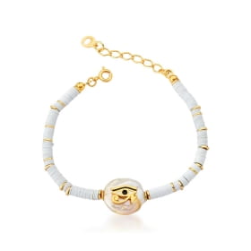 Pulseira Hator Pastilha Pérola c/ Olho de Hórus