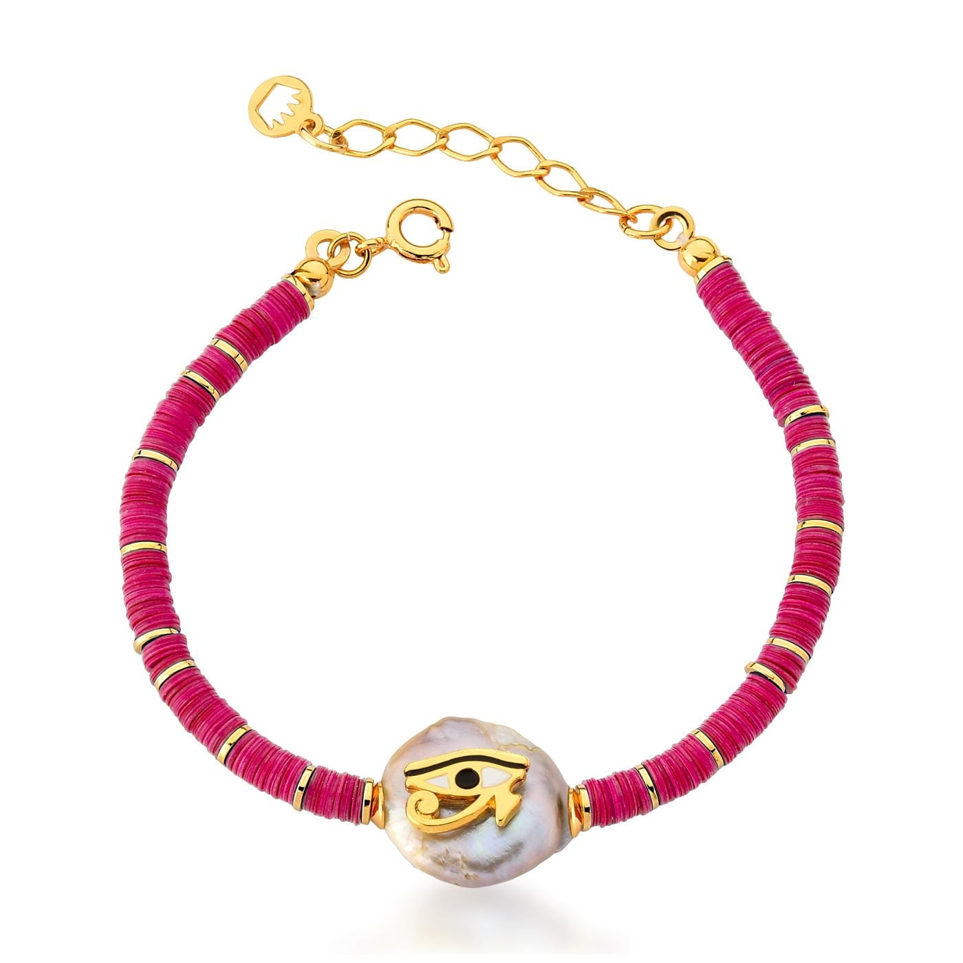 Pulseira Hator Pastilha Pérola c/ Olho de Hórus