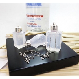 Pingente Mini-dispenser para Alcool em gel em Prata