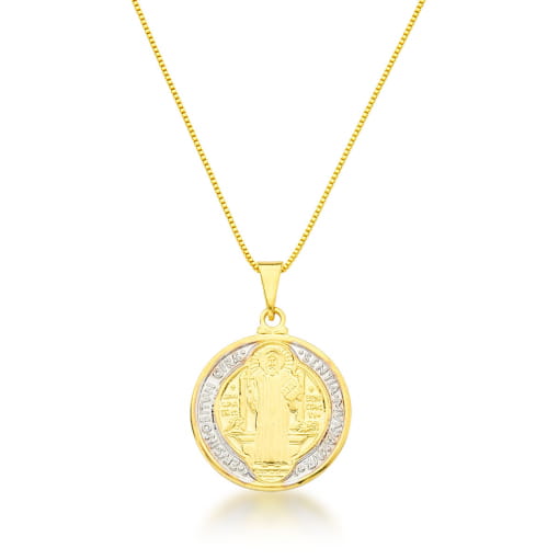 COLAR DOURADO COM PINGENTE DE SÃO BENTO