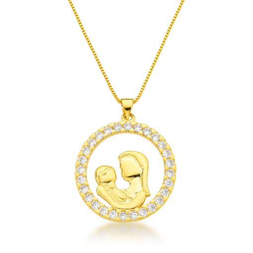 COLAR DOURADO COM PINGENTE DE NOSSA SENHORA