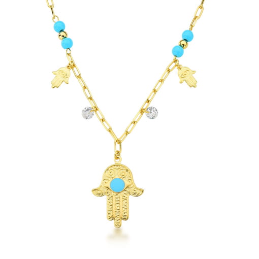 CHOKER DOURADA DE MÃO DE FÁTIMA COM MISSANGAS