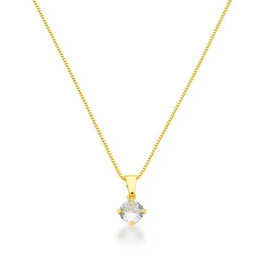 COLAR DOURADO COM PINGENTE DE PONTO DE LUZ DE ZIRCÔNIA