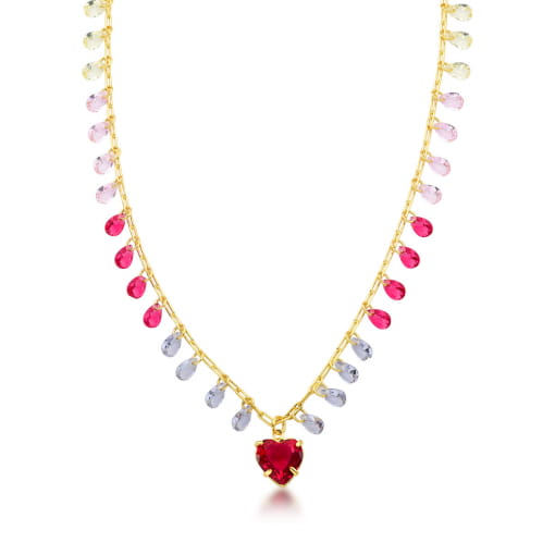 CHOKER DOURADA COM GOTAS E CORAÇÃO DE ZIRCÔNIAS