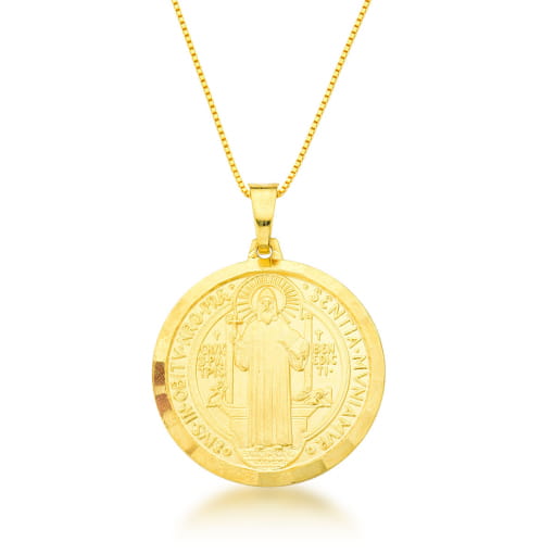 COLAR DOURADO COM PINGENTE DE SÃO BENTO