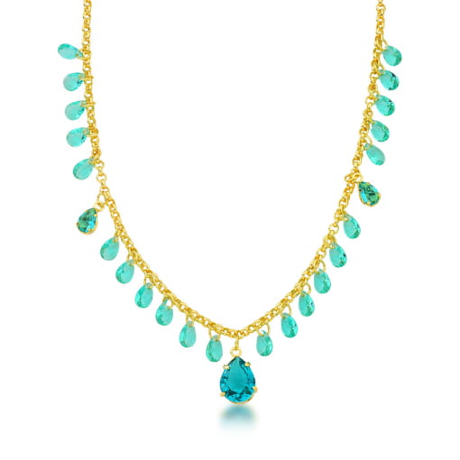 CHOKER DOURADA COM ZIRCÔNIAS VERDE ÁGUA