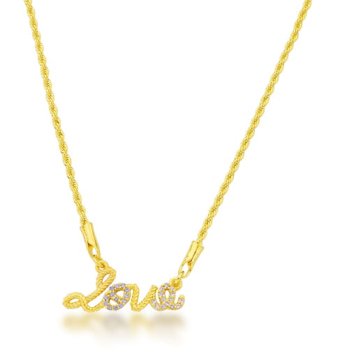 CORDÃO BAIANO DOURADO COM ESCRITA "LOVE"