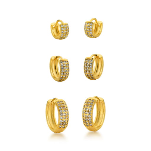 TRIO DE ARGOLAS DE ZIRCÔNIAS