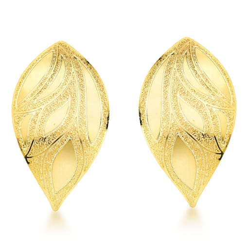 BRINCO DOURADO DE FOLHA COM DETALHES EM FOSCO