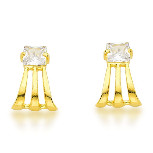 BRINCO DOURADO COM PONTO DE LUZ DE ZIRCÔNIA