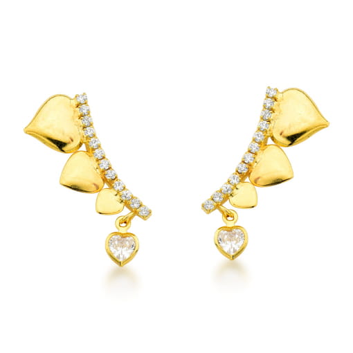 BRINCO DOURADO DE CORAÇÃO COM ZIRCÔNIA