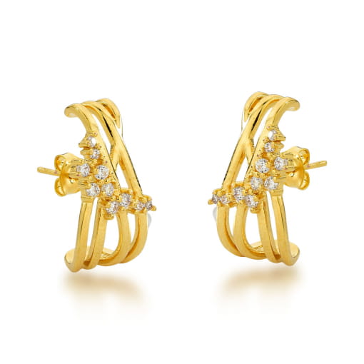 BRINCO DOURADO COM ZIRCÔNIAS EAR JACKET