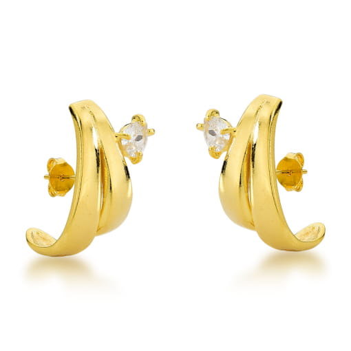 BRINCO EAR JACKET DOURADO COM ZIRCÔNIA