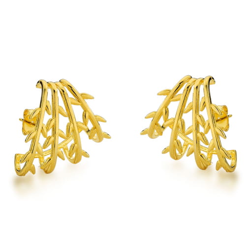 BRINCO DOURADO EAR JACKET COM FOLHAS