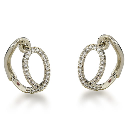 ARGOLA BANHADA EM OURO BRANCO COM ZIRCÔNIAS