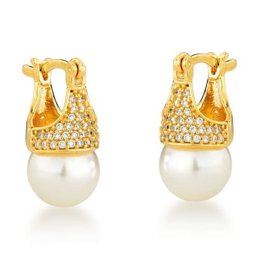 BRINCO DOURADO COM PÉROLAS E ZIRCÔNIAS