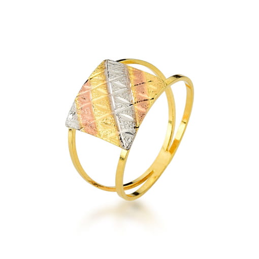 ANEL BANHADO A OURO COM RÓDIO BRANCO E ROSE