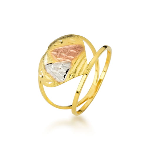 ANEL DOURADO COM RÓDIO BRANCO E ROSE