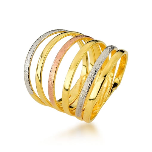 ANEL 6 ELOS BANHADO A OURO COM RÓDIO BRANCO E ROSE