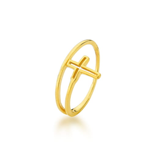 ANEL DOURADO COM CRUZ
