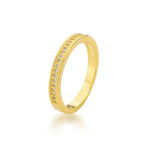ANEL APARADOR DOURADO COM MICRO ZIRCÔNIAS