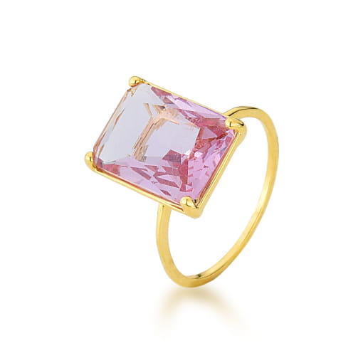 ANEL DOURADO COM PEDRA RETANGULAR
