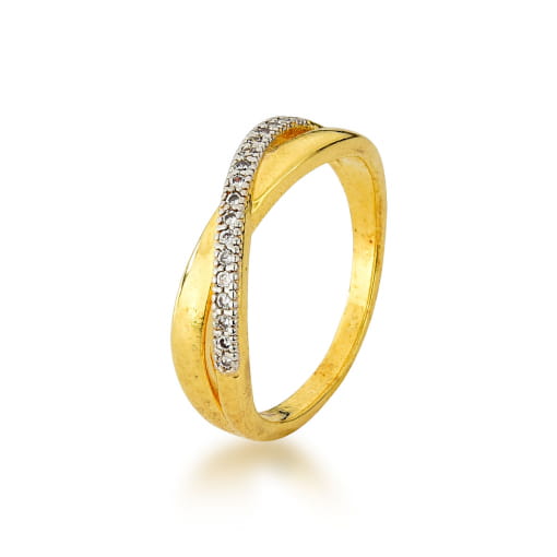 ANEL DOURADO COM ZIRCÔNIAS E RÓDIO BRANCO