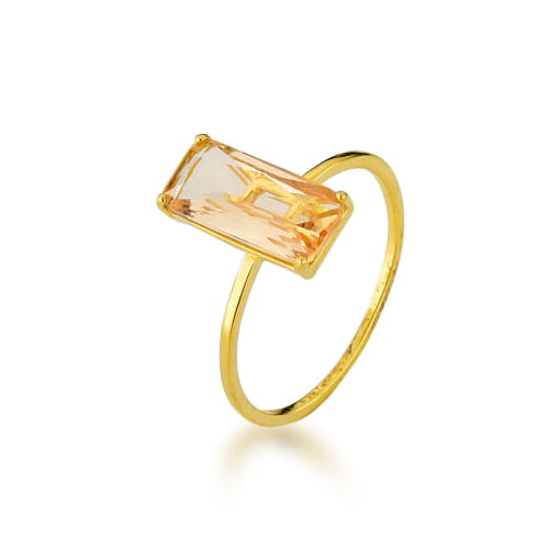 ANEL DOURADO COM PEDRA DE VIDRO LAPIDADO